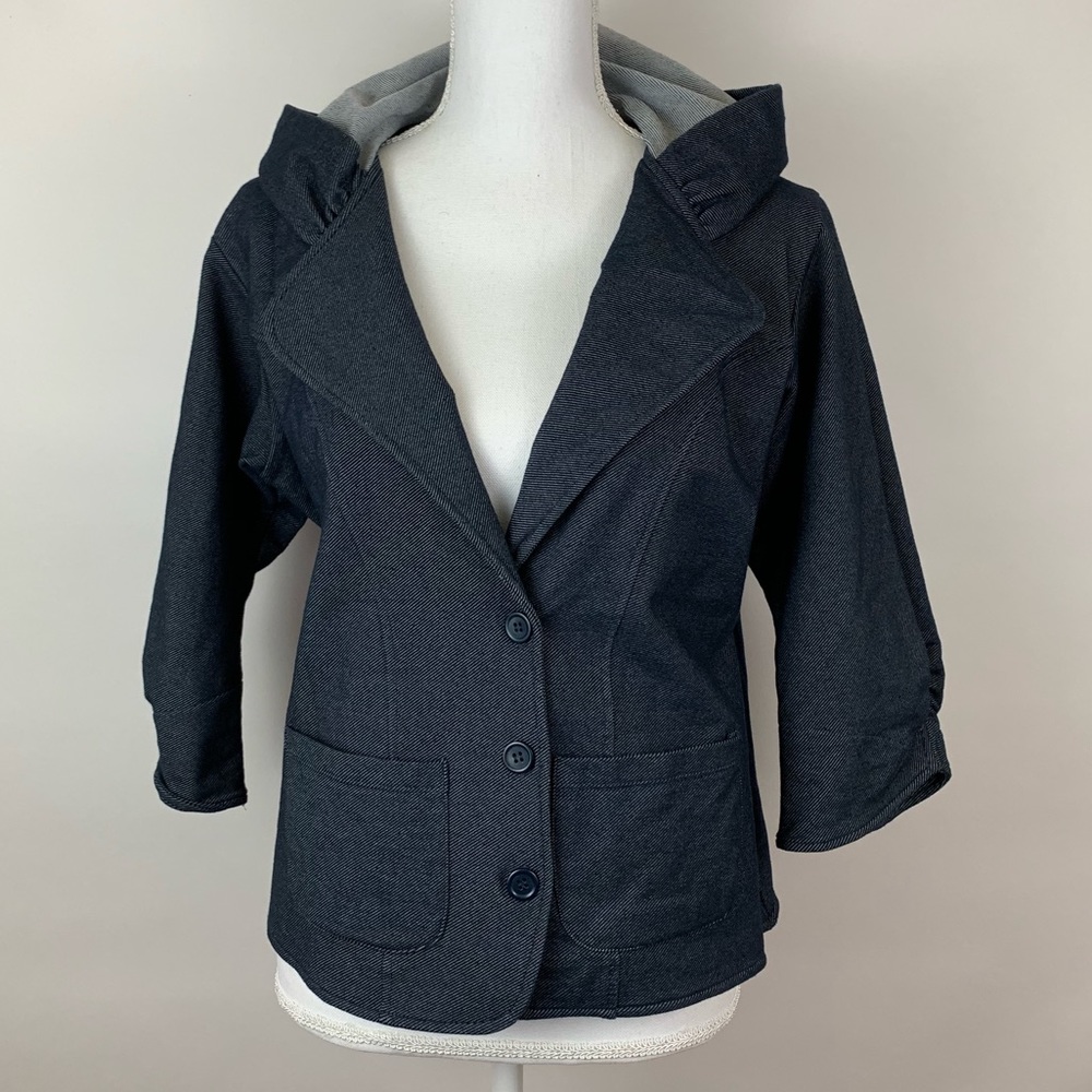 Womens X-Large Cardigan Denim Look Hoodie Pockets